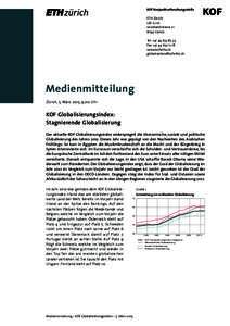 KOF Konjunkturforschungsstelle ETH Zürich LEE G 116 LeonhardstrasseZürich Tel. +