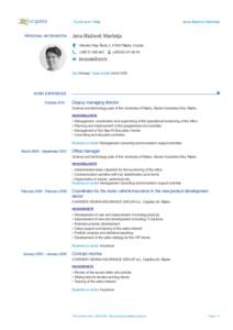 Jana Blažević Marčelja  Curriculum Vitae PERSONAL INFORMATION