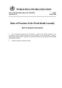 World Health Assembly / World Health Organization / United Nations Document Codes / United Nations / Public health / United Nations Development Group