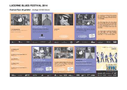 LUCERNE BLUES FESTIVAL 2014 Festival-Flyer A6 gefaltet (Auflage 50‘000 Stück) 