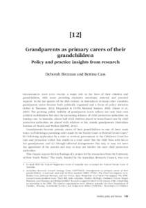 Grandparents as primary carers of their grandchildren: Policy and practice insights from research