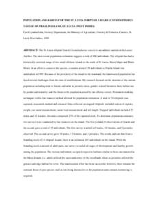 POPULATION AND HABITAT OF THE ST. LUCIA WHIPTAIL LIZARD (CNEMIDOPHORUS VANZOI) ON PRASLIN ISLAND, ST. LUCIA (WEST INDIES) Cecil Lyndon John, Forestry Department, the Ministry of Agriculture, Forestry & Fisheries, Castrie