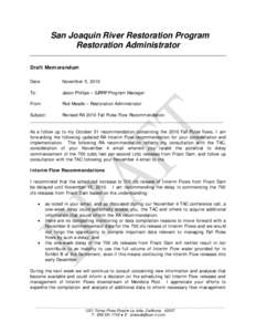 San Joaquin River Restoration Program Restoration Administrator Draft Memorandum Date:  November 5, 2010