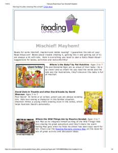 February Read-Aloud Tips: Mischief! Mayhem! Having trouble viewing this email? C lick here