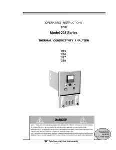 Thermal Conductivity Analyzer  OPERATING INSTRUCTIONS FOR  Model 235 Series