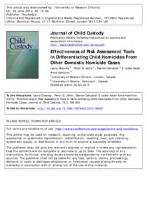 Effectiveness of Risk Assessment Tools in Differentiating Child Homicides From Other Domestic Homicide Cases