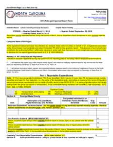 Form PR-ER Page 1 of 6 RevMailing Address P.O. BoxRaleigh, NC Principal Expense Report Form