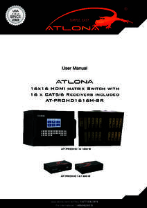 User Manual  AtlonA 16x16 HDMI matrix Switch with 16 x CAT5/6 Receivers included AT-PROHD1616M-SR