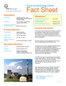Duane Arnold Energy Center  Fact Sheet Description LOCATION:
