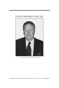 E V O N Z A RT M A N V O G T J R[removed]august[removed]may 2004 PROCEEDINGS OF THE AMERICAN PHILOSOPHICAL SOCIETY