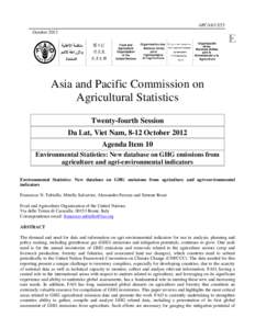 APCAS[removed]October 2012 Asia and Pacific Commission on Agricultural Statistics Twenty-fourth Session