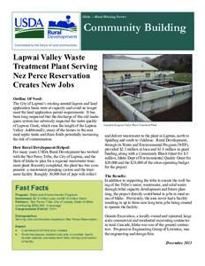 Idaho —Rural Housing Service  Community Building Lapwai Valley Waste Treatment Plant Serving Nez Perce Reservation