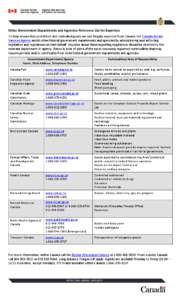 Other Government Departments and Agencies: Reference List for Exporters To help ensure that prohibited and controlled goods are not illegally exported from Canada, the Canada Border Services Agency assists other federal 