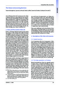 Competition Policy Newsletter  STATE AID The Dexia restructuring decision Yassine Boudghene, Laurent Le Mouël, Martin Löffler, Sandrine Scheller, Guillaume Schwall (1)