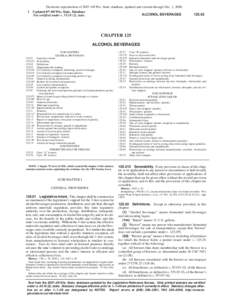 1  Electronic reproduction of 2007−08 Wis. Stats. database, updated and current through Dec. 1, 2008. Updated 07−08 Wis. Stats. Database ALCOHOL BEVERAGES Not certified under s), stats.