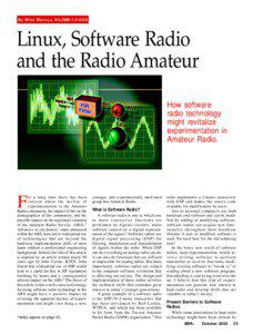 By Mike Marcus, N3JMM/7JIAKO  Linux, Software Radio