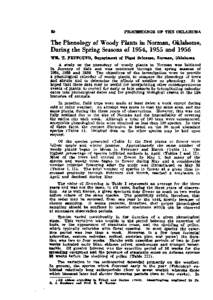 The Phenology of Woody Plants in Norman, Oklahoma, During the Spring Seasons of 1954, 1955 and 1956