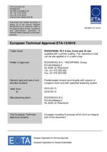 ETA-Danmark A/S Kollegievej 6 DK-2920 Charlottenlund Tel. +Fax +Internet www.etadanmark.dk