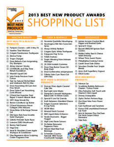 2013 BEST NEW PRODUCT AWARDS  SHOPPING LIST HEALTH & BEAUTY  BEST HEALTH & BEAUTY