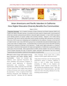 Joint Policy Report on Asian Americans, Pacific Islanders and Higher Education Diversity  UC Asian American & Pacific Islander Policy Multicampus Research Program