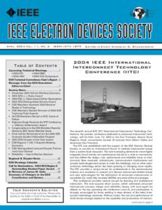 E LECTRON DEVICES S OCIETY IEEE ELECTRON DEVICES SOCIETY April 2004 Vol. 11, No. 2
