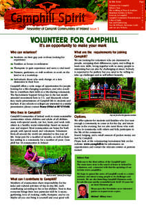 In this Issue  Issue 3 Volunteer for Camphill Editor’s Note