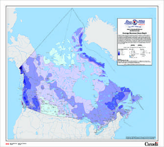 Atlas of Canada 6th Edition (archival version) Average Maximum Snow Depth This map shows the average maximum snow depth in centimetres computed over 18 winter seasons[removed]to[removed]Over southern Canada this usually occ