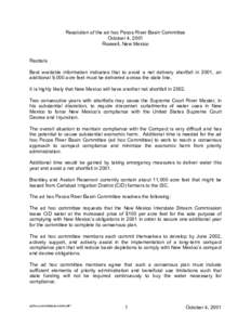Resolution of the ad hoc Pecos River Basin Committee