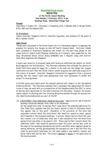 Wivelsfield Parish Council  MINUTES of the Parish Council Meeting held Monday 3 February 2014, 8 pm Renshaw Room, Wivelsfield Village Hall