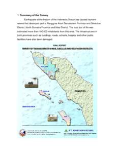 1. Summary of the Survey Earthquake at the bottom of the Indonesia Ocean has caused tsunami waves that destroyed part of Nanggroe Aceh Darussalam Province and Simeulue District; North Sumatra Province and Nias District. 