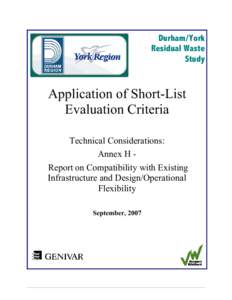 Durham/York Residual Waste Study Application of Short-List Evaluation Criteria