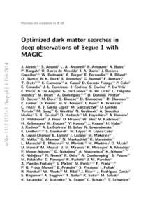 Prepared for submission to JCAP  arXiv:1312.1535v3 [hep-ph] 6 Feb 2014 Optimized dark matter searches in deep observations of Segue 1 with