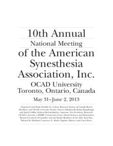 10th Annual National Meeting of the American Synesthesia Association, Inc.