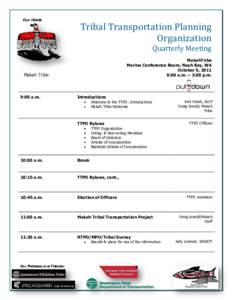 Quarterly Tribal Transportation Planning Organization meeting agenda - October 5, 2011