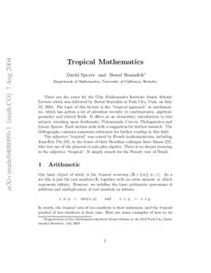 arXiv:math/0408099v1 [math.CO] 7 Aug[removed]Tropical Mathematics
