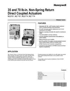 35 and 70 lb-in. Non-Spring Return Direct Coupled Actuators ML6161, ML7161, ML6174, ML7174 PRODUCT DATA