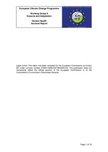 European Climate Change Programme Working Group II Impacts and Adaptation Human Health Sectoral Report
