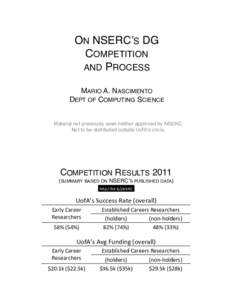 ON NSERCʼS DG   COMPETITION   AND PROCESS    MARIO A. NASCIMENTO  DEPT OF COMPUTING SCIENCE#