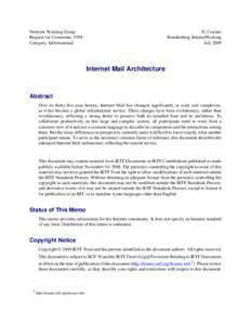 Network Working Group Request for Comments: 5598 Category: Informational D. Crocker Brandenburg InternetWorking