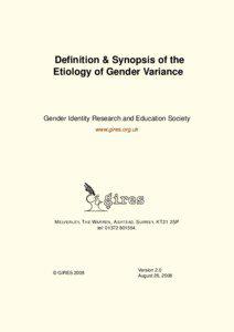 Definition & Synopsis of the Etiology of Gender Variance