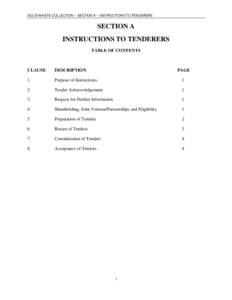 SOLID WASTE COLLECTION – SECTION A – INSTRUCTIONS TO TENDERERS  SECTION A INSTRUCTIONS TO TENDERERS TABLE OF CONTENTS