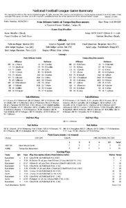 National Football League Game Summary NFL Copyright © 2011 by The National Football League. All rights reserved. This summary and play-by-play is for the express purpose of assisting media in their coverage of the game; any other use of this material is prohibited without the written permission of the National Football League.