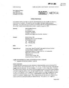 APRO04 2014 Traditional 510(k) 510(k) Summary Bard Medical Division C.R. Bard, Inc.