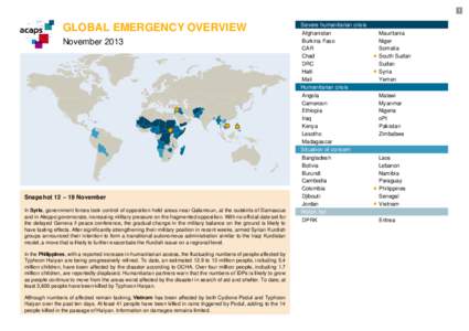 1  GLOBAL EMERGENCY OVERVIEW November[removed]Snapshot 12 – 19 November