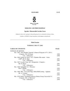 HANSARD[removed]DEBATES AND PROCEEDINGS Speaker: Honourable Gordon Gosse