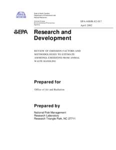 State of North Carolina Department of Environment and Natural Resources United States E n v i r o n m e n t a l P ro t e c t i o n Agency