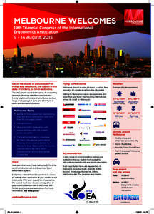 MELBOURNE WELCOMES 19th Triennial Congress of the International Ergonomics Association[removed]August, 2015