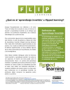     ¿Qué es el ‘aprendizaje invertido’ o  flipped learning ?     