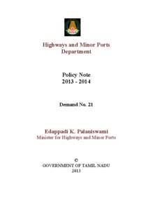 Highways and Minor Ports Department Policy Note[removed]
