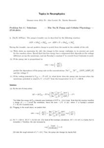 Topics in Neurophysics Summer term 2014, Dr. Alex Loebel, Dr. Martin Stemmler Problem Set 3 / Solutions[removed]